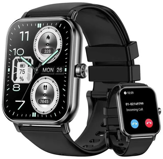 Main image of Smart Watch for Men Women, 1.85" HD Touch Screen Fitness Tracker (Answer/Make Call) 120+ Sport Modes, Heart Rate/Sleep Monitor/Pedometer/Calories, Fitness Watch for Android/iOS (Black)