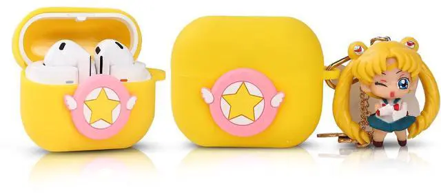 Main image of Case for Samsung Galaxy Buds 3 and for Galaxy Buds 3 Pro Earbuds with Doll and Carabiner, Silicone Charging Shockproof Protective Cover with Cartoon Skin Design for Man Woman Teen (MoSailor)