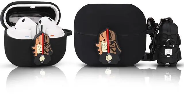 Main image of Case for Samsung Galaxy Buds 3 and for Galaxy Buds 3 Pro Earbuds with Doll and Carabiner, Silicone Charging Shockproof Protective Cover with Cartoon Skin Design for Man Woman Teen (BKsoldier)