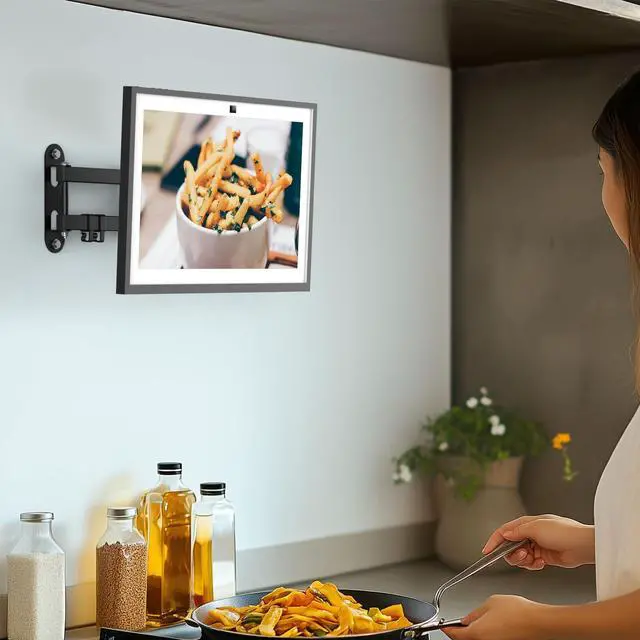 Alt view image 5 of 6 - Wall Mount for Show 15 & 13-27 Inch Monitors TVs, Adjustable Shelf | Black, 17" Extension Arm, Full Motion Rotation Swivel Tilt Wall Mounting Stand Bracket, Hold Up to 33lbs