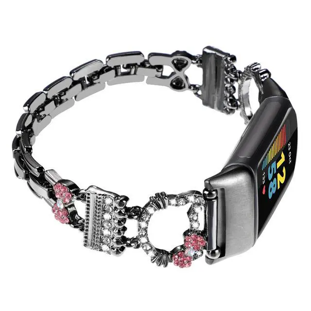 Alt view image 2 of 7 - Metal Band Compatible with Fitbit Charge 6/Charge 5 Bands for Women | Bling Cute Cartoon Charms Bracelet Chain Strap Jewelry Replacement Watchband for Fitbit Charge 5 6 Fitness Tracker