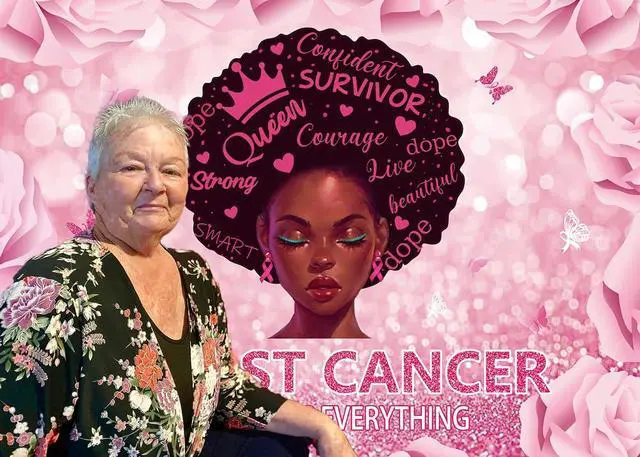 Alt view image 4 of 7 - Breast Cancer Awareness Backdrop Attiudes is Everything Pink Ribbon Support Photography Background October Breast Cancer Promotion Fight Party Decoration 8x6FT