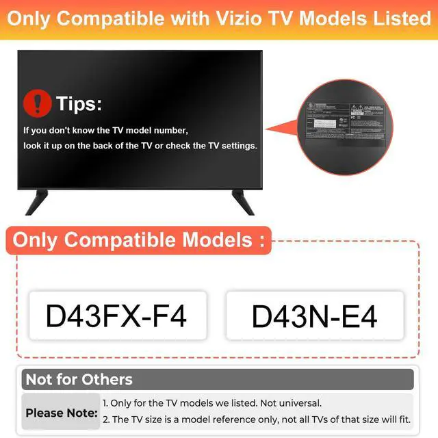 Alt view image 2 of 7 - Replacement Legs Only for Vizio TV Stand Legs D43FX-F4 D43N-E4 TV Base Stand We Listed, TV Stand for Vizio Replacement Legs with Screws Set, Easy to Install