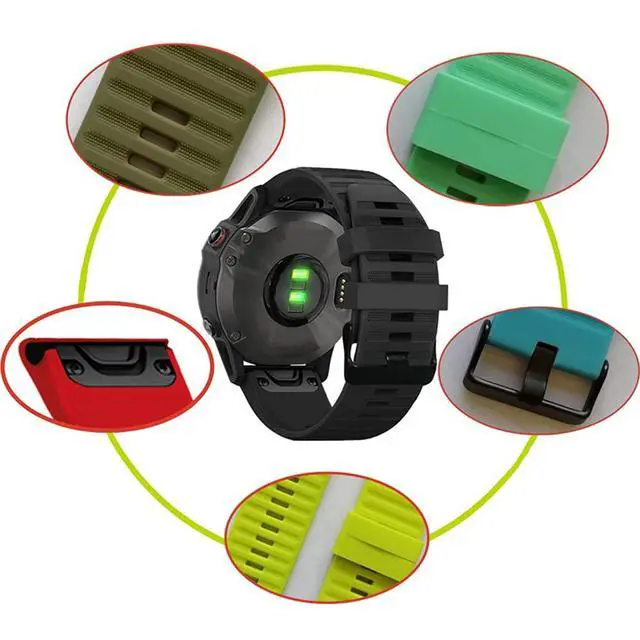 Alt view image 2 of 6 - Compatible with Garmin Fenix 8 47mm/E 47mm/7/7 Pro/6/6 Pro/5/5 Plus Band Silicone, 22mm Quick Fit Watch Band Sport Wristband Bracelet Replacement Band for Garmin Forerunner 965/955/945/935