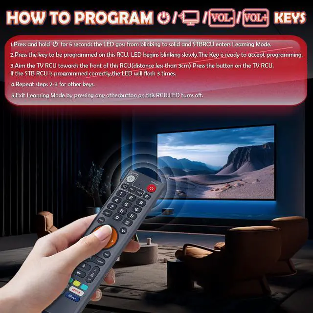 Alt view image 3 of 7 - Replacement Voice Remote Compatible with vSeeBox V3 Plus / V3 Pro Bluetooth, Voice Control, Easy Pairing Compatible with Smart TV Box (Batteries Not Included)