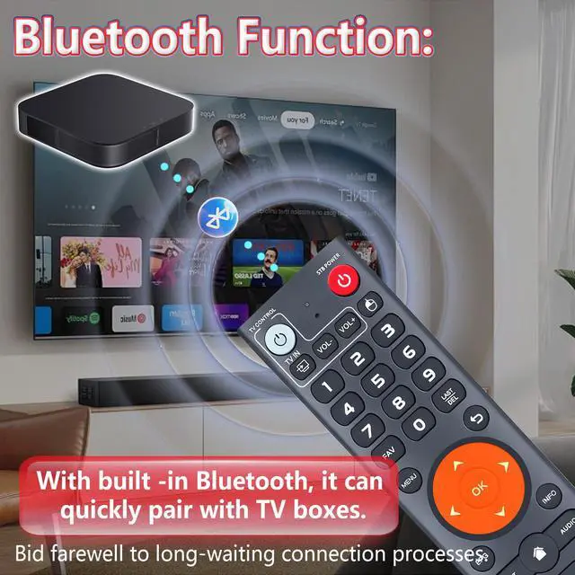 Alt view image 2 of 7 - Replacement Voice Remote Compatible with vSeeBox V3 Plus / V3 Pro Bluetooth, Voice Control, Easy Pairing Compatible with Smart TV Box (Batteries Not Included)