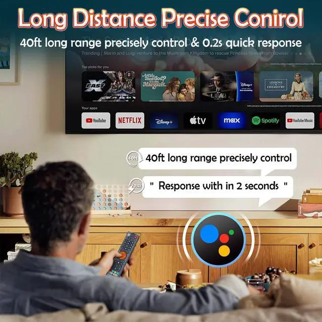 Alt view image 5 of 7 - Replacement Voice Remote Compatible with vSeeBox V3 Plus / V3 Pro Bluetooth, Voice Control, Easy Pairing Compatible with Smart TV Box (Batteries Not Included)