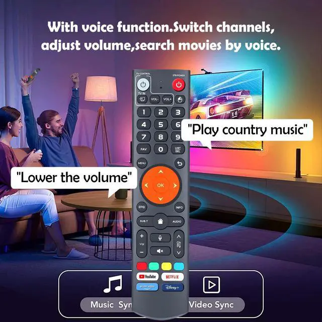 Alt view image 6 of 7 - Replacement Voice Remote Compatible with vSeeBox V3 Plus / V3 Pro Bluetooth, Voice Control, Easy Pairing Compatible with Smart TV Box (Batteries Not Included)