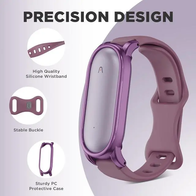 Alt view image 3 of 7 - Silicone Wristband Compatible with Plaud NotePin Voice Recorder,PC Case with Adjustable Wearable Strap for Plaud NotePin S (2025),Lightweight Replacement Strap Secure Fit Accessories (Purple)