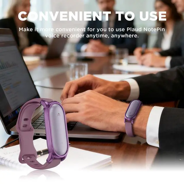 Alt view image 5 of 7 - Silicone Wristband Compatible with Plaud NotePin Voice Recorder,PC Case with Adjustable Wearable Strap for Plaud NotePin S (2025),Lightweight Replacement Strap Secure Fit Accessories (Purple)