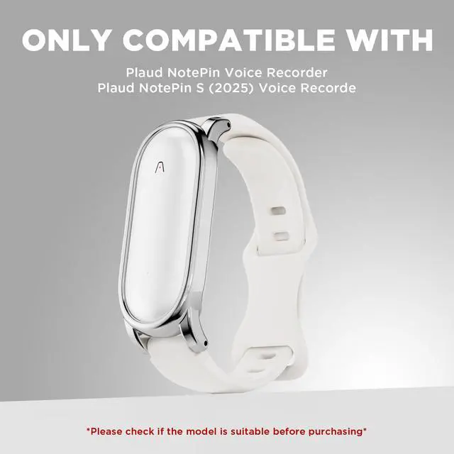 Alt view image 2 of 7 - Silicone Wristband Compatible with Plaud NotePin Voice Recorder,PC Case with Adjustable Wearable Strap for Plaud NotePin S (2025),Lightweight Replacement Strap Secure Fit Accessories (Starlight)
