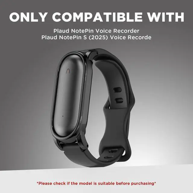 Alt view image 2 of 7 - Silicone Wristband Compatible with Plaud NotePin Voice Recorder,PC Case with Adjustable Wearable Strap for Plaud NotePin S (2025),Lightweight Replacement Strap Secure Fit Accessories (Black)