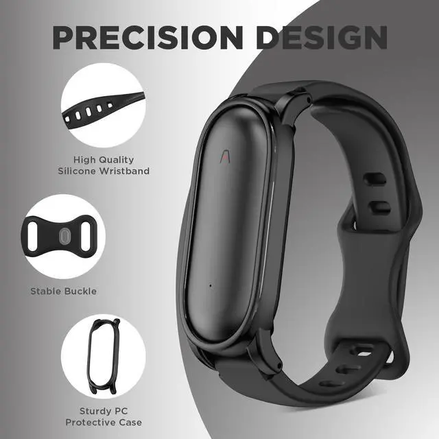 Alt view image 3 of 7 - Silicone Wristband Compatible with Plaud NotePin Voice Recorder,PC Case with Adjustable Wearable Strap for Plaud NotePin S (2025),Lightweight Replacement Strap Secure Fit Accessories (Black)