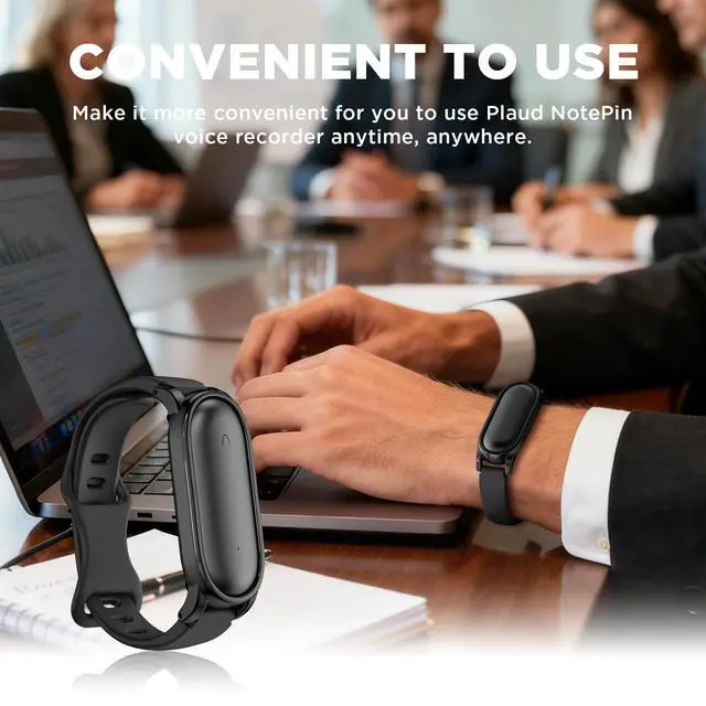 Alt view image 5 of 7 - Silicone Wristband Compatible with Plaud NotePin Voice Recorder,PC Case with Adjustable Wearable Strap for Plaud NotePin S (2025),Lightweight Replacement Strap Secure Fit Accessories (Black)