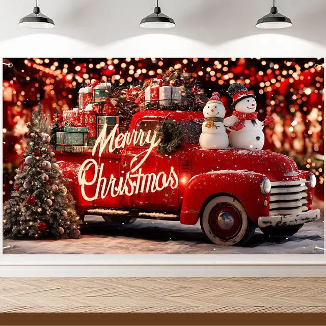 Alt view image 2 of 6 - Merry Christmas Banner Decoration New Year Outdoor Flag Indoor Home Decor Party Supplies Yard Sign Background for Photography (Car, 71x43 Inch)