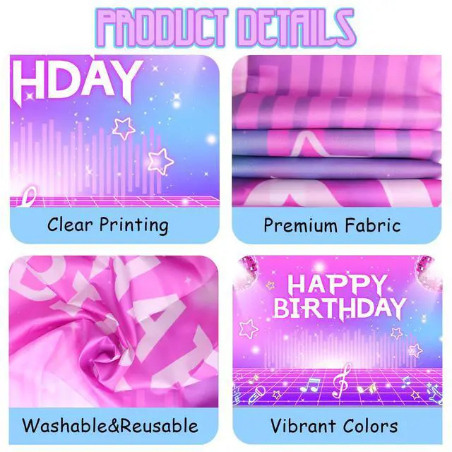 Alt view image 4 of 7 - Kpop Hunters Birthday Party Decorations Backdrop Banner, Music Themed Singer Backdrop Photography Background for Birthday Party Favors Supplies- 3 x5ft