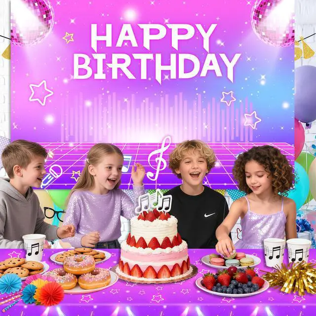 Alt view image 2 of 7 - Kpop Hunters Birthday Party Decorations Backdrop Banner, Music Themed Singer Backdrop Photography Background for Birthday Party Favors Supplies- 3 x5ft