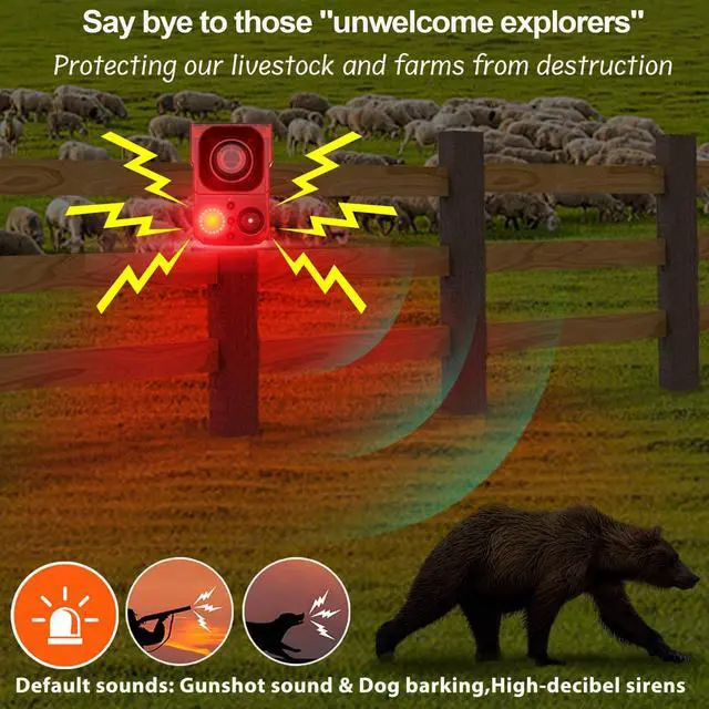 Alt view image 5 of 6 - Solar Motion Sensor Alarm Outdoor - Support Recording&±Volume, 129db Loud Noise Maker, Barking Dog&Gunshot Siren, Wide-Angle Sensing Motion Detector, with USB&Remote Controller, Detect Intruder