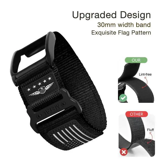 Alt view image 2 of 7 - Rugged Nylon Sport Wristband with Alloy Bumper Compatible with Whoop 4.0, Sport Strap with Stars-Stripes Flag for Whoop 4.0 Band