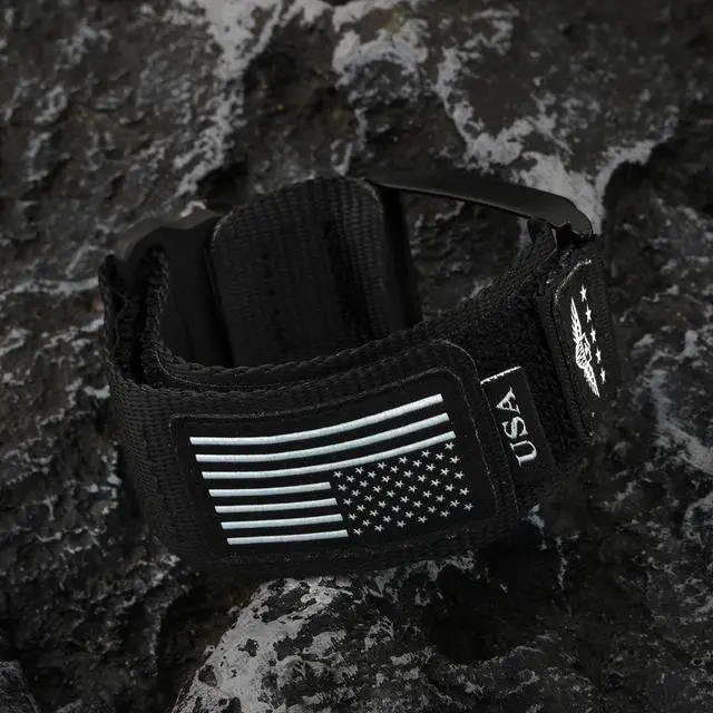 Alt view image 5 of 7 - Rugged Nylon Sport Wristband with Alloy Bumper Compatible with Whoop 4.0, Sport Strap with Stars-Stripes Flag for Whoop 4.0 Band