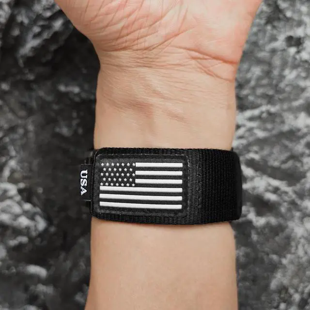 Alt view image 7 of 7 - Rugged Nylon Sport Wristband with Alloy Bumper Compatible with Whoop 4.0, Sport Strap with Stars-Stripes Flag for Whoop 4.0 Band