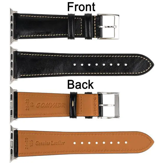 Alt view image 4 of 6 - Leather Bands Compatible with Apple Watch Band 42mm 44mm 45mm 49mm Ultra, Replacement Band Leather Strap for Men iWatch Ultra 3/2/1 Series 9 8 7 6 5 4