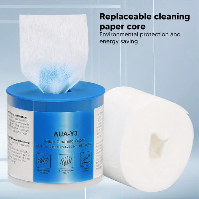 Alt view image 7 of 7 - Optical Fiber Cleaning Wipes 180 Pieces Per Box Fiber Optic Connector Wipes and Optical Fiber End Cleaning Paper for Dust and Fiber Cable Connectors