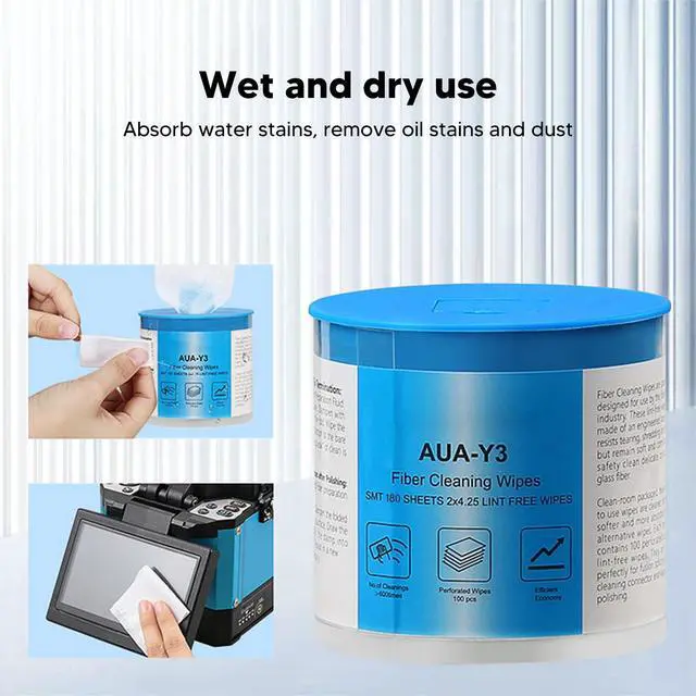 Alt view image 5 of 7 - Optical Fiber Cleaning Wipes 180 Pieces Per Box Fiber Optic Connector Wipes and Optical Fiber End Cleaning Paper for Dust and Fiber Cable Connectors