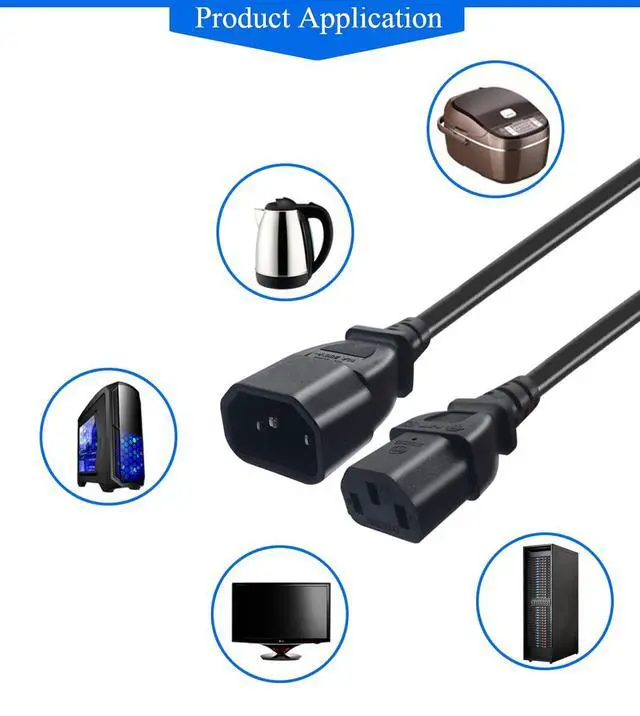 Alt view image 5 of 7 - 2m IEC320 C14 to C13 Power Cord 3×0.75mm² Server PDU Cable | PVC sheath, oxygen free copper core, fit server rack, UPS, PC and office devices