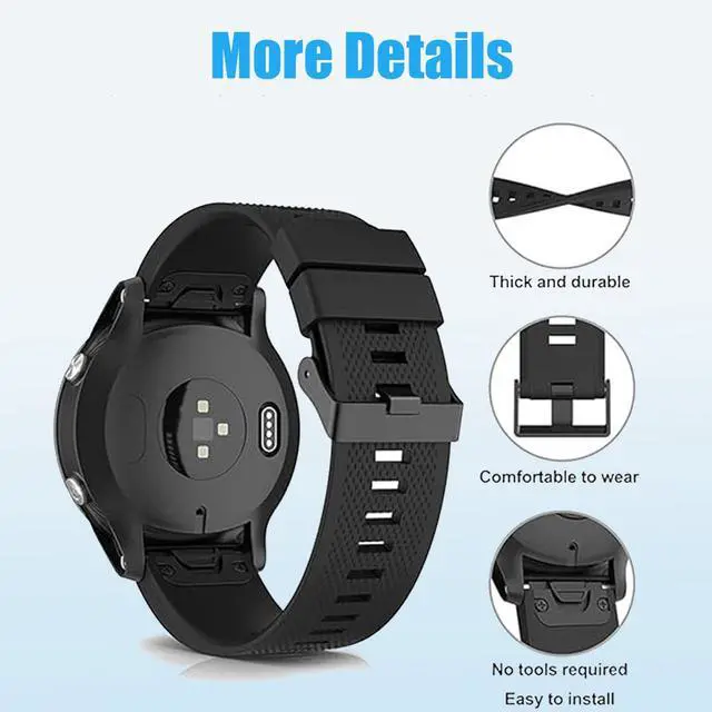 Alt view image 4 of 5 - Waterproof Bands Compatible with Garmin Fenix 5 / Fenix 6 / Fenix 7 Watch Band, 22mm Soft Sports Replacement Wristbands for Fenix 8 Fenix E 47mm/Fenix 5 Plus/Fenix 6 Pro/Fenix 7 Pro