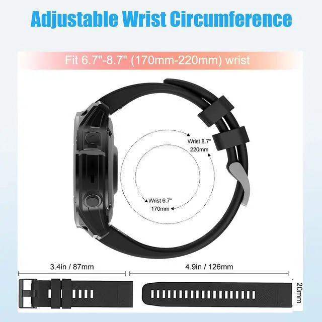 Alt view image 3 of 5 - Waterproof Bands Compatible with Garmin Fenix 5 / Fenix 6 / Fenix 7 Watch Band, 22mm Soft Sports Replacement Wristbands for Fenix 8 Fenix E 47mm/Fenix 5 Plus/Fenix 6 Pro/Fenix 7 Pro