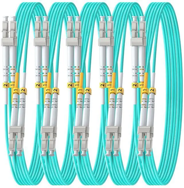 Main image of OM3 LC to LC Fiber Patch Cable Multimode Duplex, 1m/3ft, 5Pack | Fiber Optic Cable, Multi-mode, MM, MMF, Fiber Jumper Cord, 10G/40G, 50/125um, Cable Diameter 2.0mm, LSZH Jacket