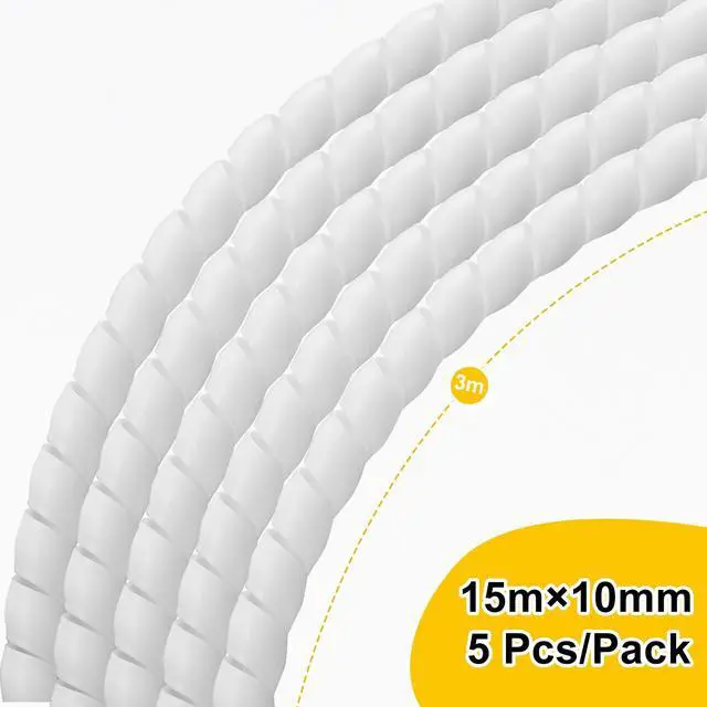 Alt view image 2 of 6 - Dog and Cat Cord Protector 10 mm Spiral Cable Wire Wrap from Pets No Chew Cat Proofing Cords 5 Pcs/Pack for TV Computer Ebike Electrical Wire(49.2 ft,White)