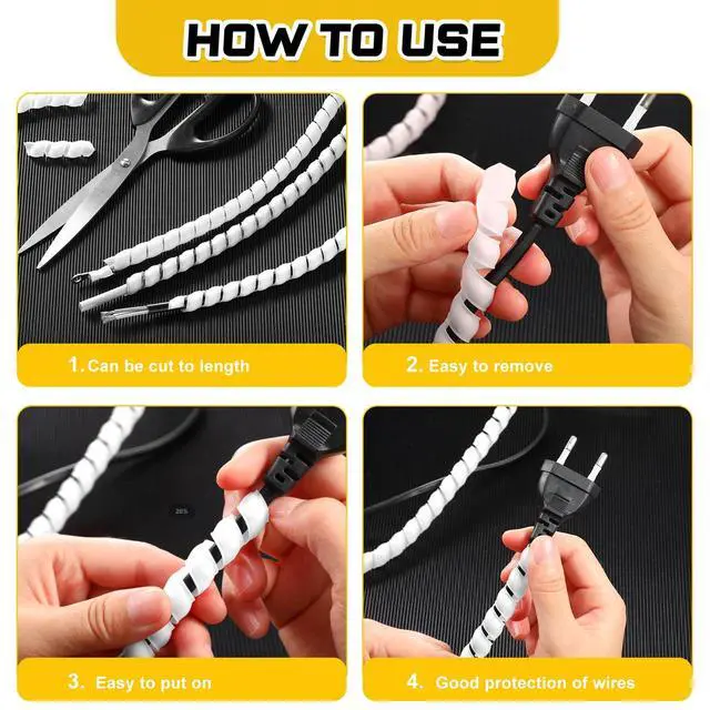 Alt view image 6 of 6 - Dog and Cat Cord Protector 10 mm Spiral Cable Wire Wrap from Pets No Chew Cat Proofing Cords 5 Pcs/Pack for TV Computer Ebike Electrical Wire(49.2 ft,White)