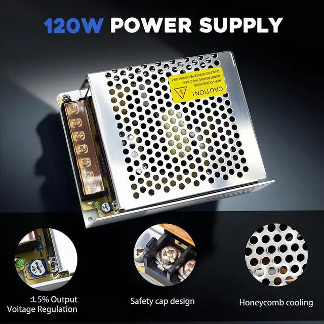 Alt view image 6 of 7 - 110V AC to DC 12V Converter 120V to 12V 10A 120W Power Supply | AC to DC Converter 12V 10A 120W Switch Power Supply for CCTV Camera System, 3D Printer, LED Strip, PCP Air Pump