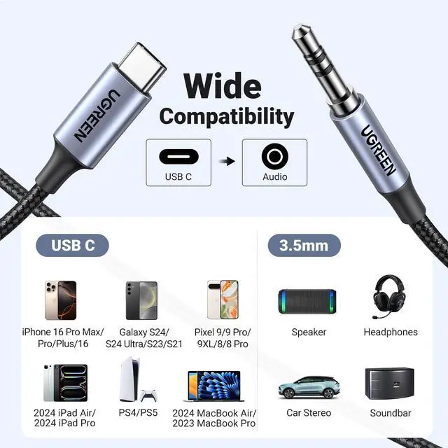 Alt view image 7 of 7 - Magnetic USB C to 3.5mm Audio Adapter and Charger 2 in 1 Hi-Res 32bit/384kHz Bundle with Aux to USB C Type C to 3.5mm Audio Adapter Hi-Fi Stereo Cord Headphone Male Car Auxiliary Cable