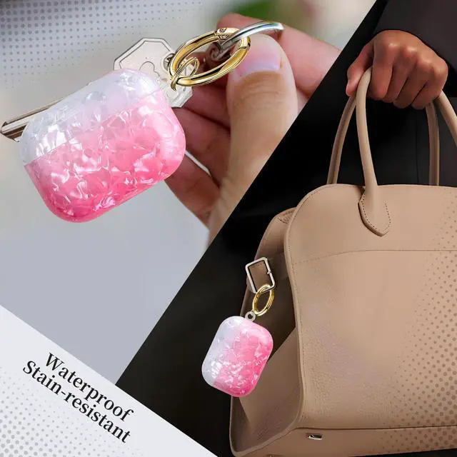 Alt view image 2 of 6 - Compatible with AirPods Pro 3 (2025) Case Soft TPU with Cute Golden Keychain Cover Leopard Paint Case for Girls Women for Airpod Pro 3 - Gradient Pink