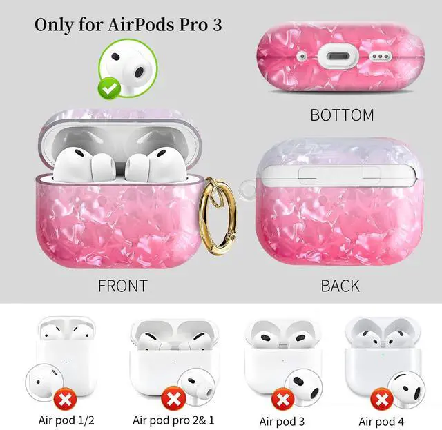 Alt view image 4 of 6 - Compatible with AirPods Pro 3 (2025) Case Soft TPU with Cute Golden Keychain Cover Leopard Paint Case for Girls Women for Airpod Pro 3 - Gradient Pink