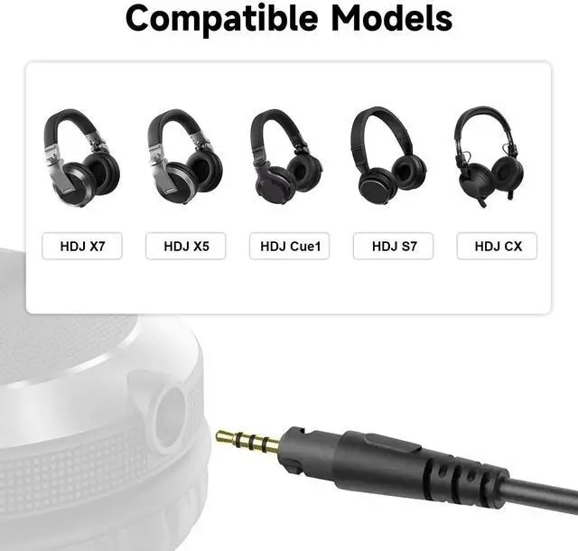 Alt view image 2 of 7 - Replacement Audio Cable Compatible with Pioneer HDJ-X5 HDJ-X7 HDJ-S7 HDJ-CUE1 Headphones, Extendable Spring Coiled Cord with 3.5mm Stereo Plug & 6.3mm Adapter