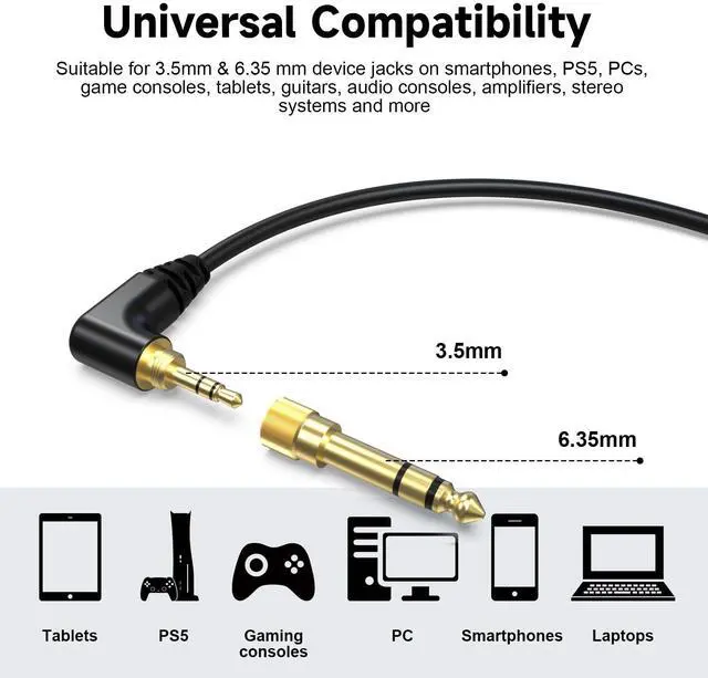 Alt view image 4 of 7 - Replacement Audio Cable Compatible with Pioneer HDJ-X5 HDJ-X7 HDJ-S7 HDJ-CUE1 Headphones, Extendable Spring Coiled Cord with 3.5mm Stereo Plug & 6.3mm Adapter