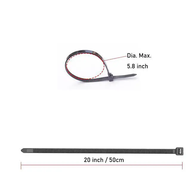 Alt view image 2 of 4 - 100 Pack Heavy Duty 20 Inch Cable Zip Ties, 200lb Extra Large Self-Locking Plastic Wire Ties for Home, Garden and Garage (Black)