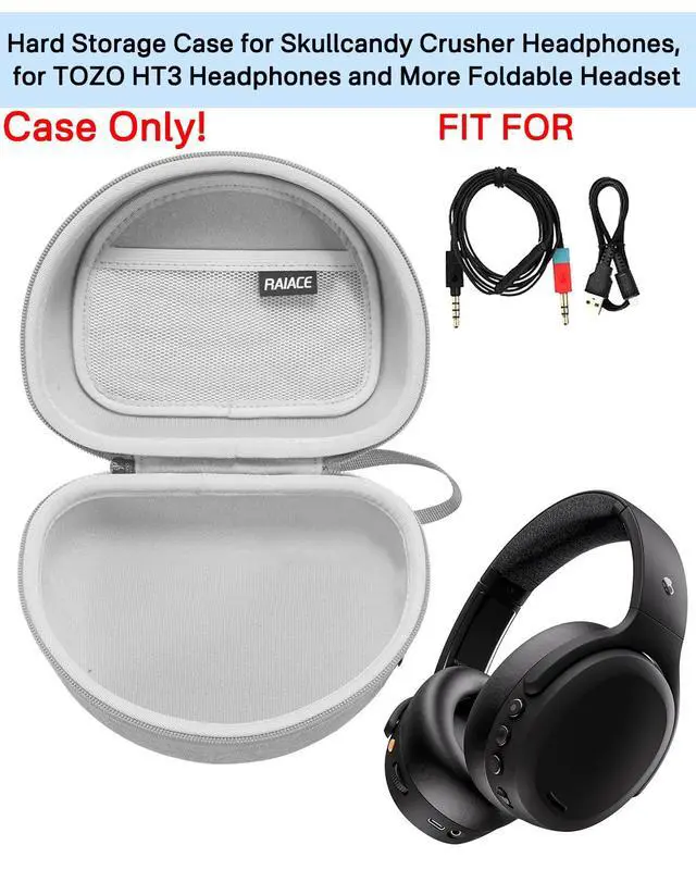 Alt view image 2 of 6 - Hard Storage Case Compatible with Skullcandy Crusher Over-Ear Headphones, for TOZO HT3 Headphones and More Foldable Headset, Travel Carrying Bag. (Case Only)-Gray