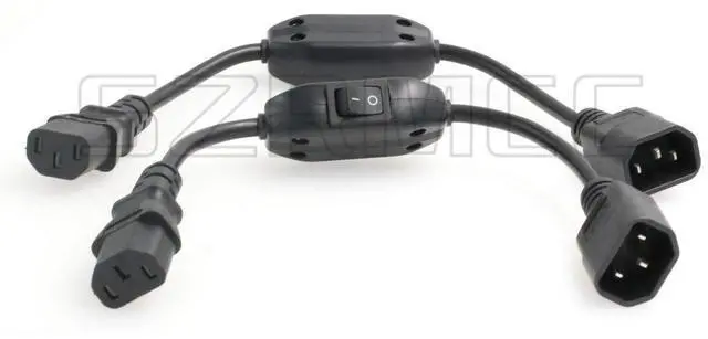 Main image of Power Cord Cable IEC 320 C14 to C13 PDU UPS Power Extension Cable with On Off Switch 10A (2pcs)