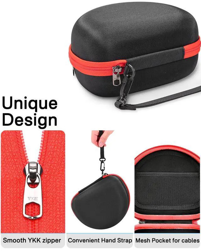 Alt view image 4 of 6 - Hard Storage Case Compatible with Skullcandy Crusher Over-Ear Headphones, for TOZO HT3 Headphones and More Foldable Headset, Travel Carrying Bag. (Case Only)-Black(Red Zipper)