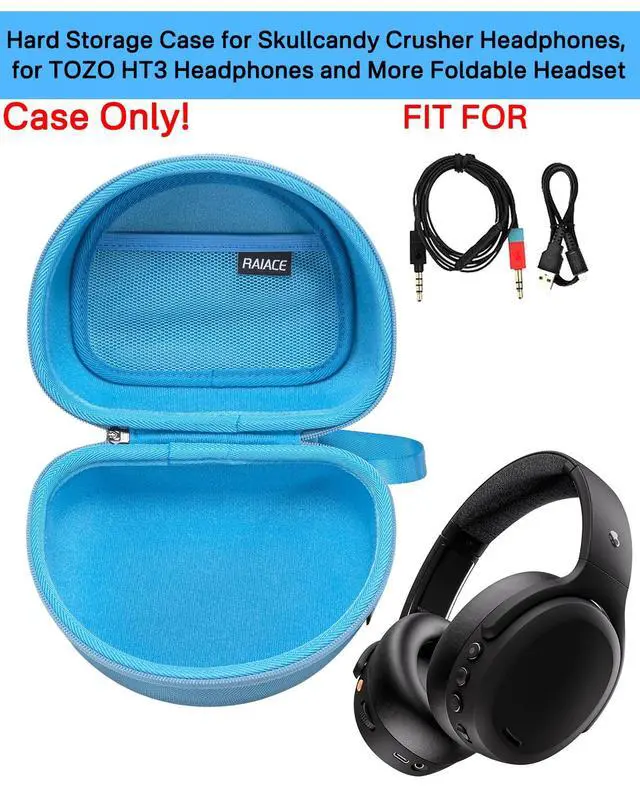 Alt view image 2 of 6 - Hard Storage Case Compatible with Skullcandy Crusher Over-Ear Headphones, for TOZO HT3 Headphones and More Foldable Headset, Travel Carrying Bag. (Case Only) (Blue)