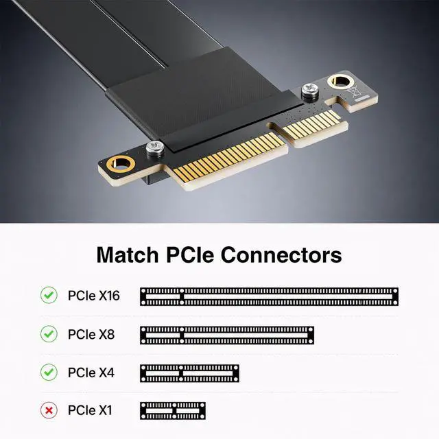 Alt view image 2 of 7 - PCIe 3.0 x4 Extension Cable, Male Straight to Female 90° Right-Angle for GPU/SSD/Server, Model P322MF1515, 15cm/0.49ft