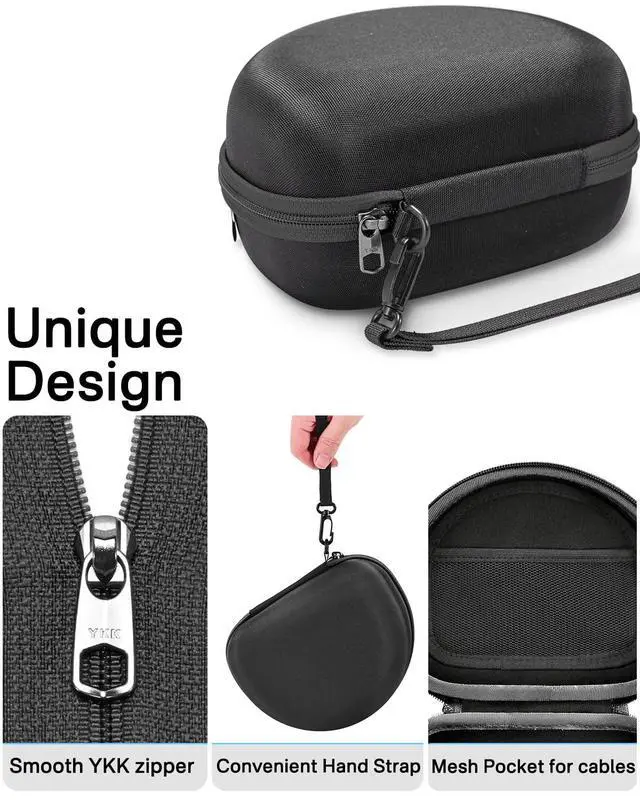Alt view image 3 of 6 - Hard Storage Case Compatible with Skullcandy Crusher Over-Ear Headphones, for TOZO HT3 Headphones and More Foldable Headset, Travel Carrying Bag. (Case Only)-Black(Black Lining)