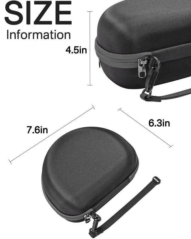 Alt view image 6 of 6 - Hard Storage Case Compatible with Skullcandy Crusher Over-Ear Headphones, for TOZO HT3 Headphones and More Foldable Headset, Travel Carrying Bag. (Case Only)-Black(Black Lining)