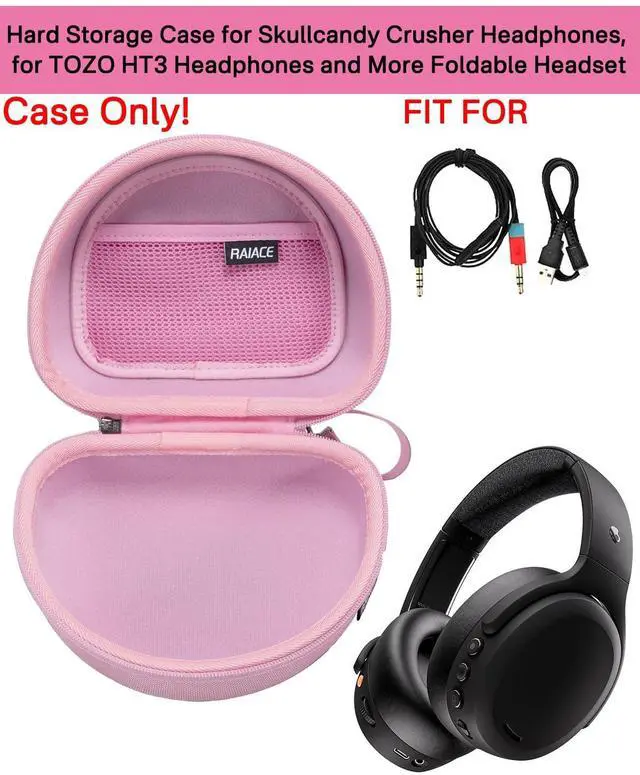 Alt view image 2 of 6 - Hard Storage Case Compatible with Skullcandy Crusher Over-Ear Headphones, for TOZO HT3 Headphones and More Foldable Headset, Travel Carrying Bag. (Case Only)-Pink