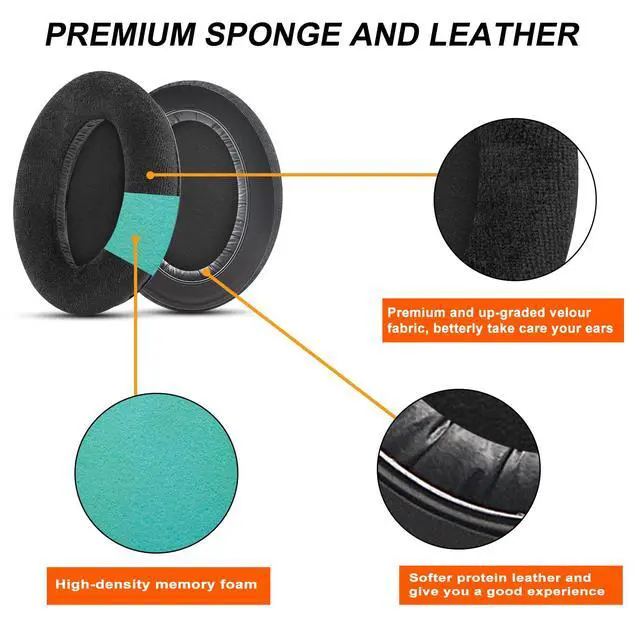 Alt view image 4 of 6 - Replacement Earpads for Sennheiser HD650, HD6XX (Massdrop), HD600 - Black | Also for HD660S, HD660S2, HD580, HD58X (Massdrop), HD565, HD545, HD535 Headphones, Ear Pads Cushions with High-Density Foam